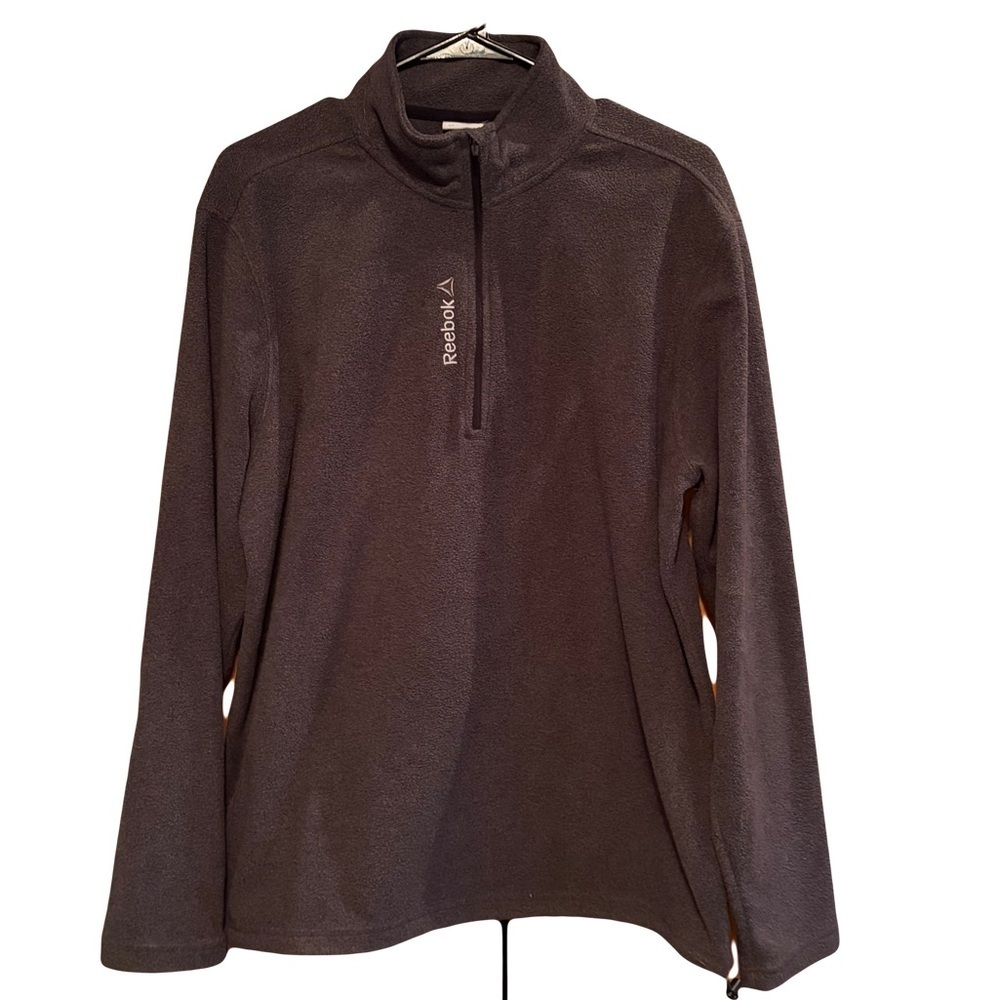 Reebok men’s 1/4 zip fleece Charcoal sweater/top/jacket size medium